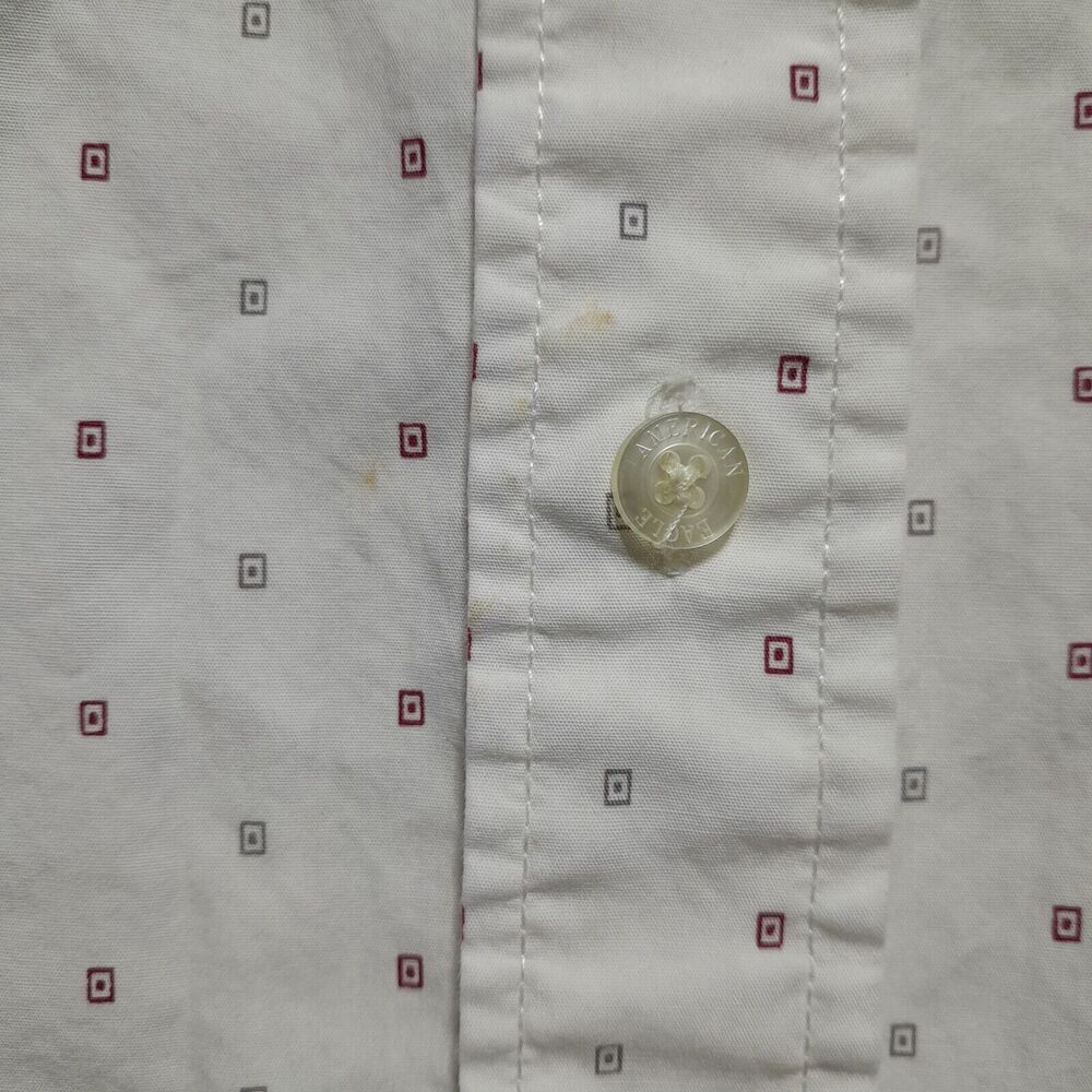 American Eagle VTG Slimfit White - small squares Short Sleeve Shirt - Men's XXL - Picture 2 of 5